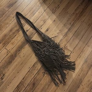 Brown Suede Fringe Bag